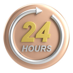 24 hours service icon. 3D illustration.