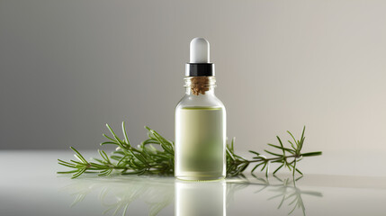 Organic cosmetics and oils with extracts of rosemary herbs. Generative AI. - obrazy, fototapety, plakaty