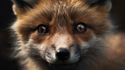 A close-up of a captivating red fox's face Generative Ai