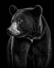 Fototapeta premium Generated photorealistic image of a grizzly bear in black and white