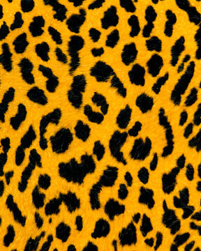 Generated photorealistic texture of bright yellow leopard skin