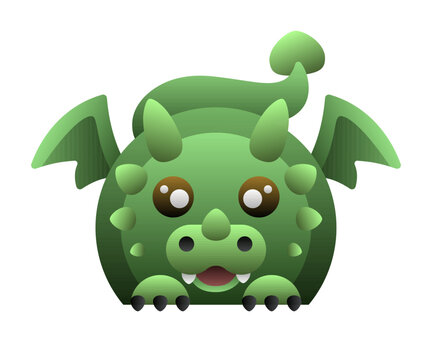 Abstract Simple Rounded Baby Dragon. Celebration. Christmas, New Year. Chinese Calendar 1952, 1964, 1976, 1988, 2000, 2012, 2024, 2036, 2048, 2060 years.