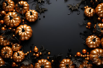 Banner for halloween pumpkins on a gray background. With Generative AI technology