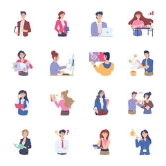 Collection of Office Employees Flat Illustrations 
