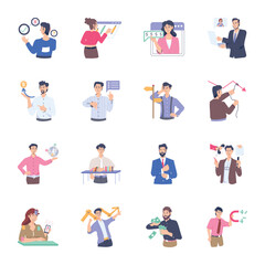 Pack of Business Characters Flat Illustrations 

