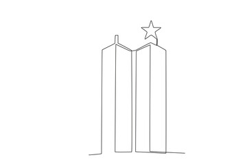 A WTC tower with a star on top. 911 one-line drawing