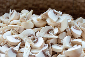 Mushrooms cut into pieces for further cooking