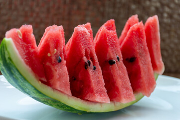 Watermelon cut into slices with a beautiful presentation