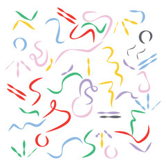 Colorful line doodle seamless pattern. Creative minimalist style art background, trendy design with basic shapes. Modern abstract color backdrop.