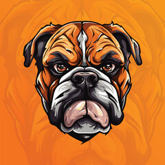 Brown Bull dog Mascot design, Bulldog Vector design isolated on background, Angry Bull dog Vector illustration, Bulldog Emblem design, Esports Team badge or Cutout for Tshirt design print 