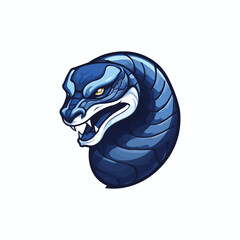 Snake mascot logo design for Esports gaming badge, Esports gaming Emblem, Snake logo design Vector illustration, Blue Snake isolated on background, King Cobra Snake mascot design