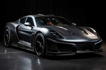 Futuristic concept car in garage on dark background, expensive exclusive sports auto, AI Generated © staras