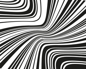 Elegant pattern with wavy, curves lines. Optical art background. Wave design black and white. Digital image with a psychedelic stripes. Vector illustration  