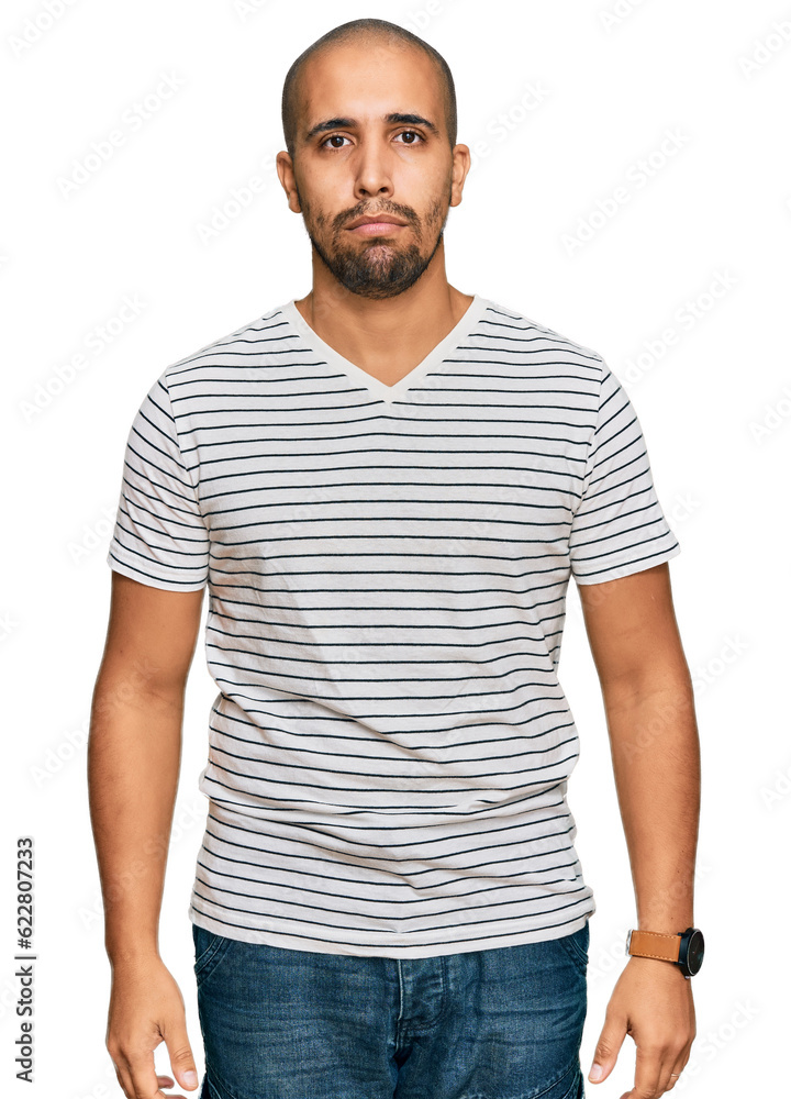 Poster Hispanic adult man wearing casual clothes depressed and worry for distress, crying angry and afraid. sad expression.