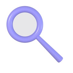 3D magnifying glass icon isolated on transparency background. Discovery, research, search, analysis concept. 3D Business icon. 3D rendering illustration. Minimal cartoon style.