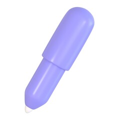 3D pen icon isolated on white background. 3D pencil education stationery equipment on creative concept. 3D rendering illustration. Minimal cartoon style.