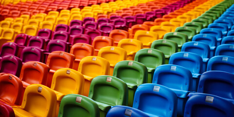 Uniting Through Sport: Gay Games Concept with Rainbow Stadium Seats