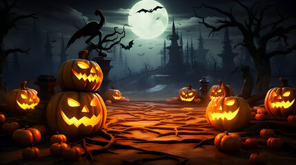 Halloween spooky night background. AI generated image