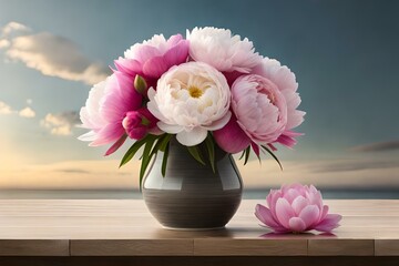 Obraz premium pink roses in a vase