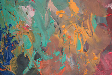 Art oil and acrylic smear blot canvas painting. Abstract color stain brushstroke texture background.