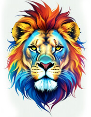 lion head illustration, tattoo style, Ai generated