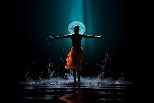 silhouette of a person in the water, India independence day ai generated