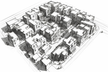 Painting Sketch images of Sustainable urban design featuring eco-friendly elements, Created with AI tool