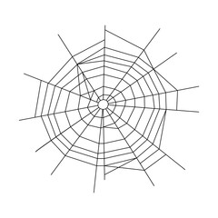 Obraz premium Spider web Halloween clip art vector illustration isolated on transparent background. Abstract geometric line cobweb, traditional symbol 