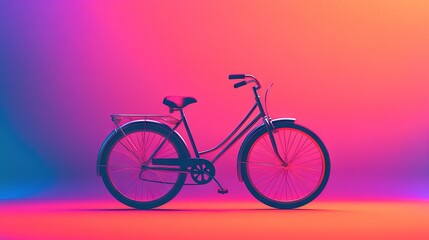 Fototapeta na wymiar a bicycle is shown against a pink and blue background with a pink and purple background. generative ai