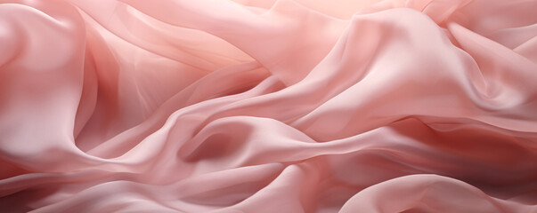 Fototapeta premium Fabric with a soft, flowing texture, appears to be a light pink color, giving it a delicate and feminine appearance.