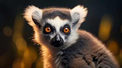 Fototapeta premium Close view of ring tailed lemur. Created with Generative Ai technology.