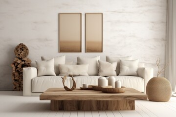 Obraz na płótnie Canvas Modern living room interior. Illustration AI Generative.