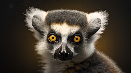 Close view of ring tailed lemur. Created with Generative Ai technology.