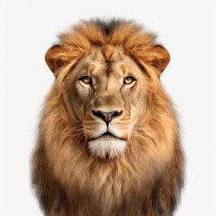 Obraz na płótnie Canvas Lion face isolated. Illustration AI Generative.