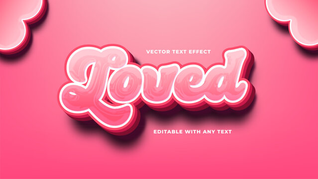 3D Pink Love and happy, cute editable text effect free vector. Isolated pink background. Vector illustration. Text effect theme for Valentine's day, mother day.