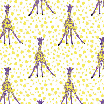 Giraffe seamless pattern on a spotted background