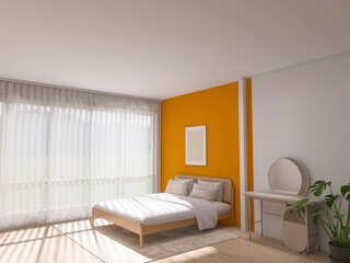Bedroom 3d render, 3d illustration