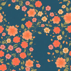 Obraz premium vintage colorful flower and plant pattern, generative ai