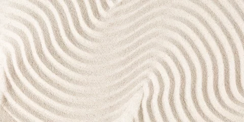 Foto op Plexiglas Sand pattern as background. Zen pattern in white sand. Beach sand texture in summer sun. © prime1001