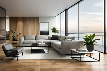 modern living room generated by AI technology 