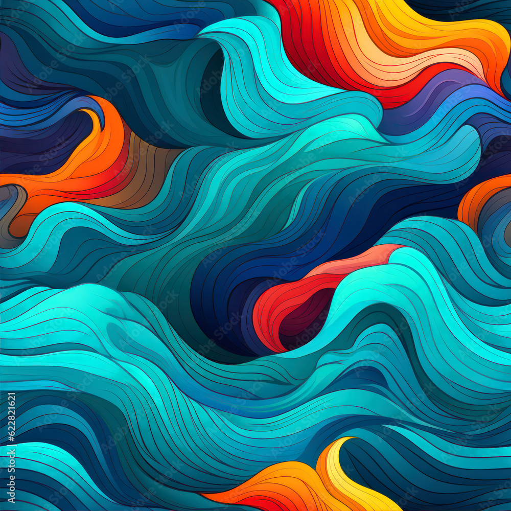 Poster abstract wavy background. seamless pattern. vector illustration. generative ai