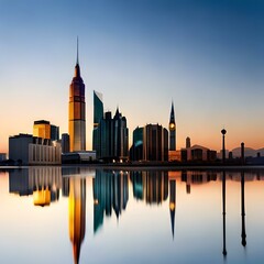 Obraz premium city skyline at sunset