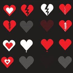 Collection of hearts (vector illustration)