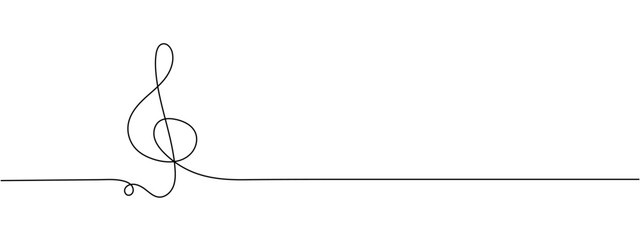 Music sign continuous one line drawing of G key symbol minimalism design