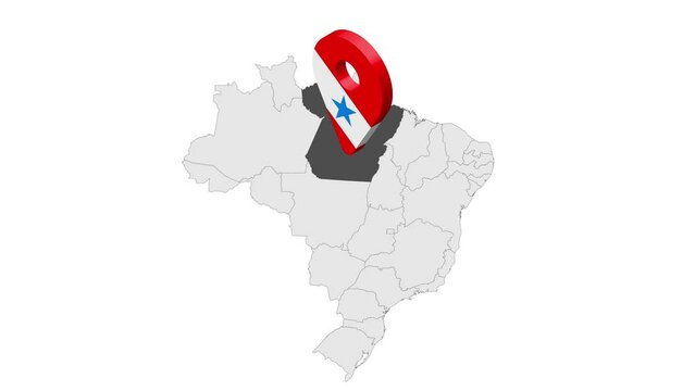 Location State of Para on map Brazil. 3d Para flag map marker location pin. Map of  Brazil showing different parts. Animated map States of Brazil. 4K.  Video