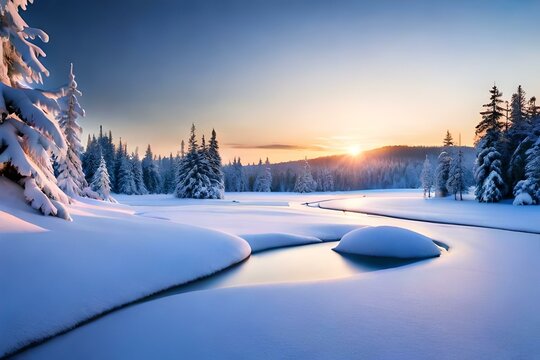 winter landscape with snowgenerated by AI technology 