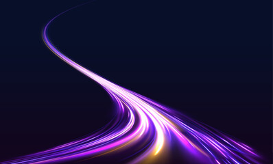 Abstract neon color glowing lines background.	Geometric and dynamic, trendy layout for racing club or sport competition, event poster. Futuristic and motion, race and linear	