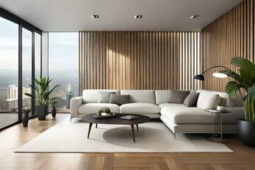 Naklejka na ściany i meble modern living roomgenerated by AI technology 