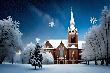 Fototapeta na wymiar church in winter