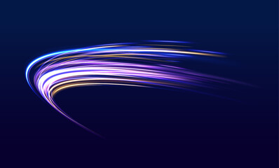 Neon light rays background. Modern abstract high speed movement. Vector blue glowing lines air flow effect. 
